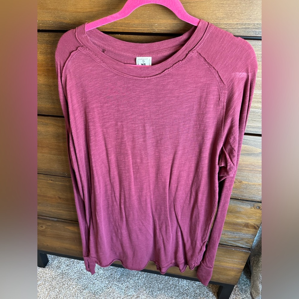 We The Free Burgundy Long Sleeve Top